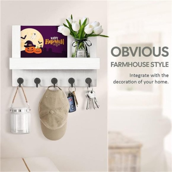 Key Holder for Wall:Easy Installation Mail Organizer Wall Mount Hanging Key Rack - Picture 7 of 8